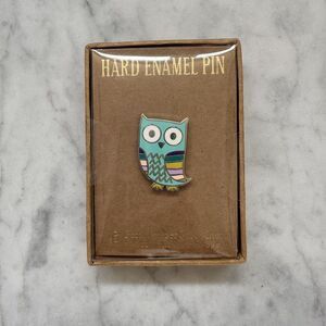 Owl Hard Enamel Pin Peter Pauper Press Turquoise Blue Body w/ Multi-Color Wings
